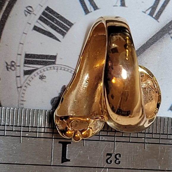 Signed Milor Bronze Italy Gold Elegant Cat Panther Head Ring Size 7 - Picture 11 of 11